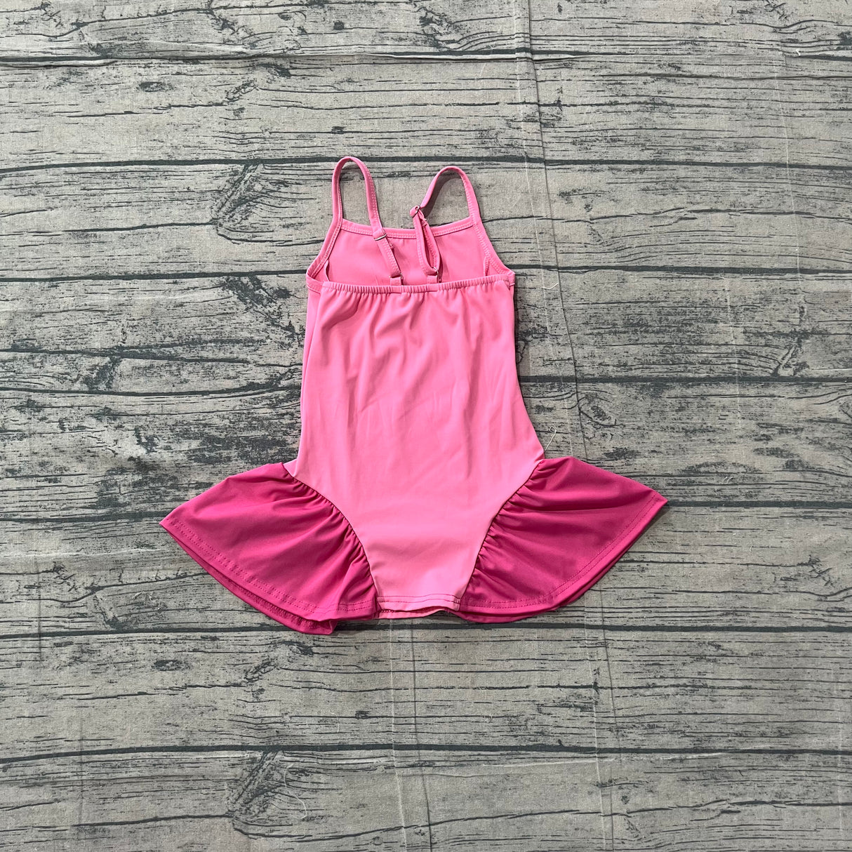 Straps pink patchwork kids girls summer athletic dresses