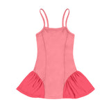 Straps solid patchwork kids girls summer athletic dresses