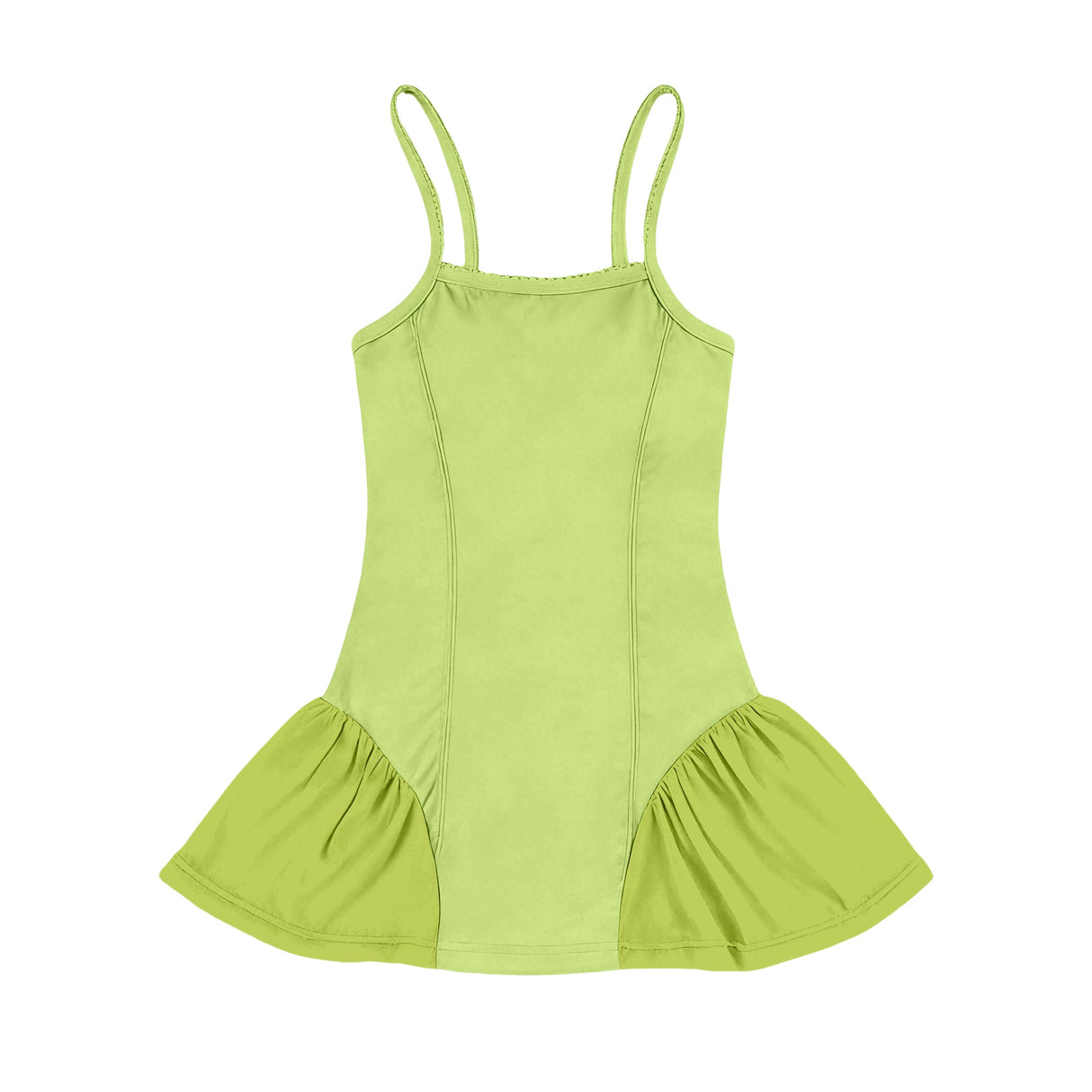 Straps green patchwork kids girls summer athletic dresses