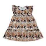 Flutter sleeves football dog T ruffle girls team dresses