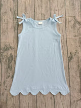 Sleeveless light blue cotton scallop girls summer dress