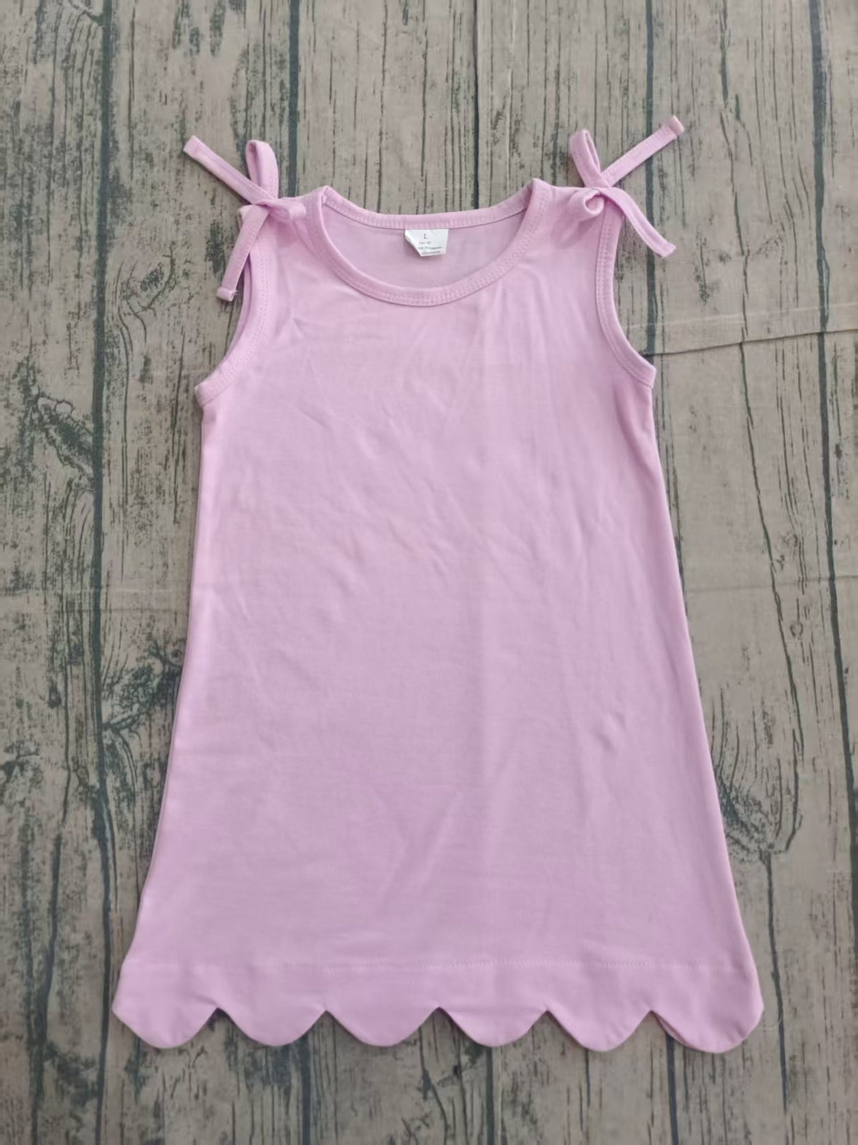 Sleeveless cotton scallop girls summer dress