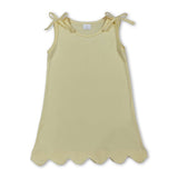 Sleeveless yellow cotton scallop girls summer dress