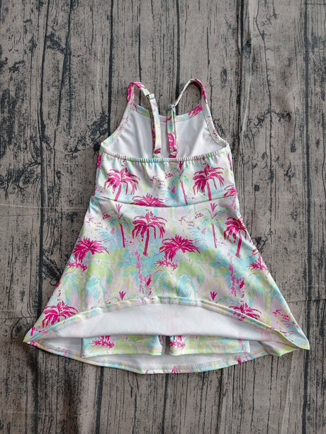 Straps colorful trees kids girls summer athletic dresses