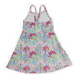 Straps colorful trees kids girls summer athletic dresses
