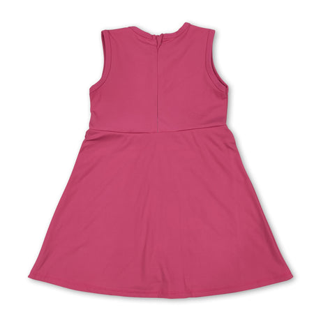 Sleeveless hot pink ruffle kids girls athletic dresses