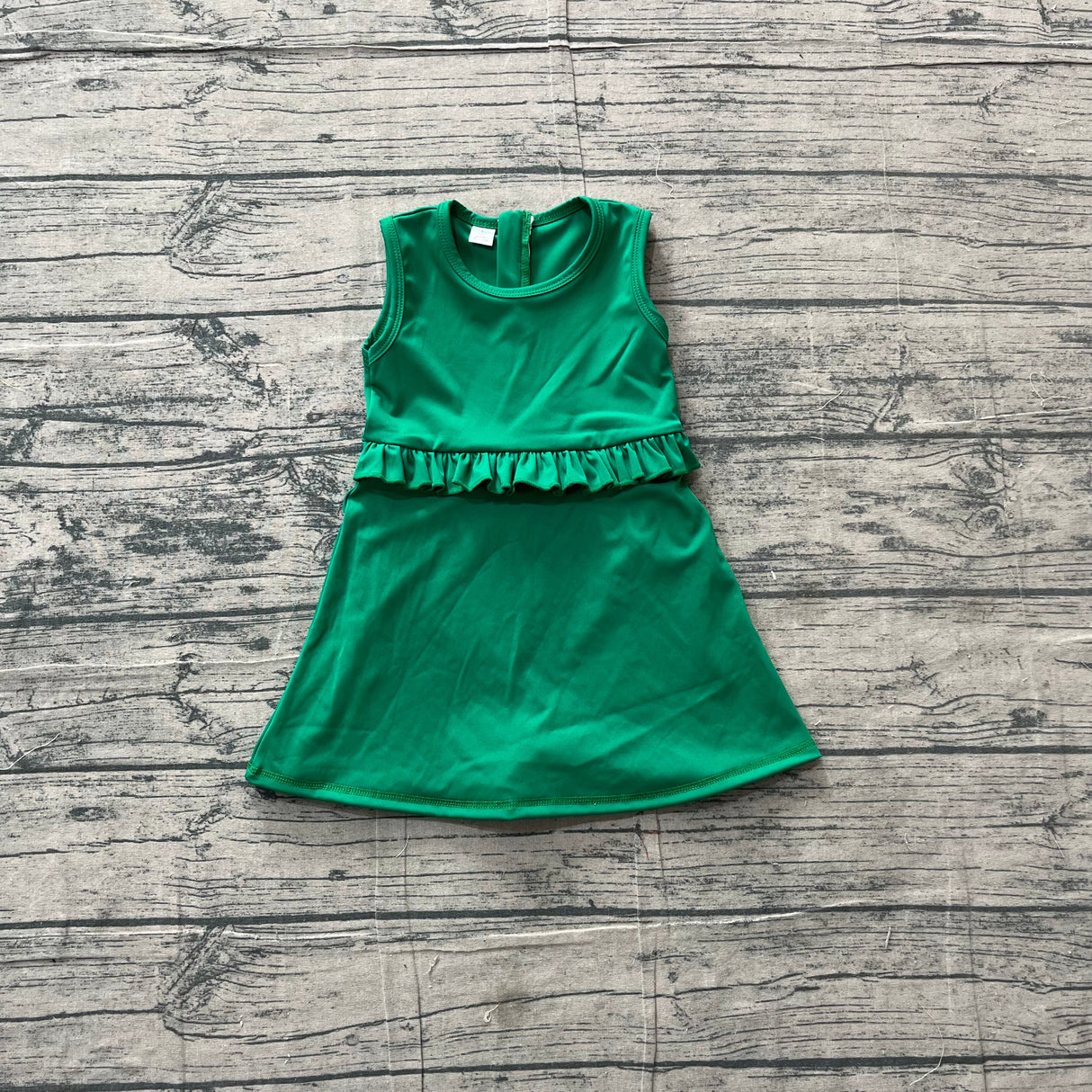Sleeveless green ruffle kids girls summer athletic dress