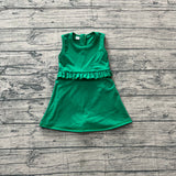 Sleeveless green ruffle kids girls summer athletic dress