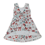 Sleeveless popsicle bow flag girls 4th of july athletic dress