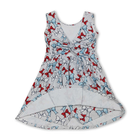 Sleeveless bows kids girls summer athletic dresses