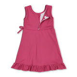 Sleeveless hot pink bow ruffle kids girls summer athletic dress