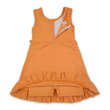 Sleeveless orange ruffle kids girls summer athletic dress