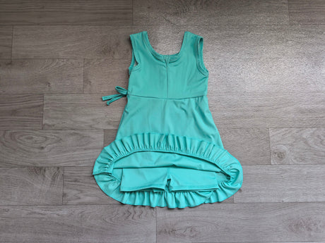 Sleeveless teal ruffle kids girls summer athletic dress