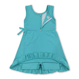Sleeveless teal ruffle kids girls summer athletic dress