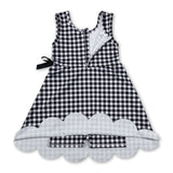 Sleeveless black plaid scallop kids girls athletic dresses