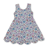 Sleeveless floral scallop kids girls summer athletic dress