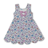 Sleeveless floral scallop kids girls summer athletic dress