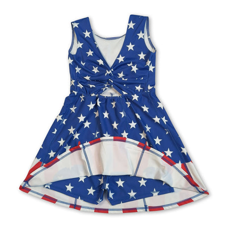 Stars stripe ice cream sprinkle girls 4th of july athletic dress
