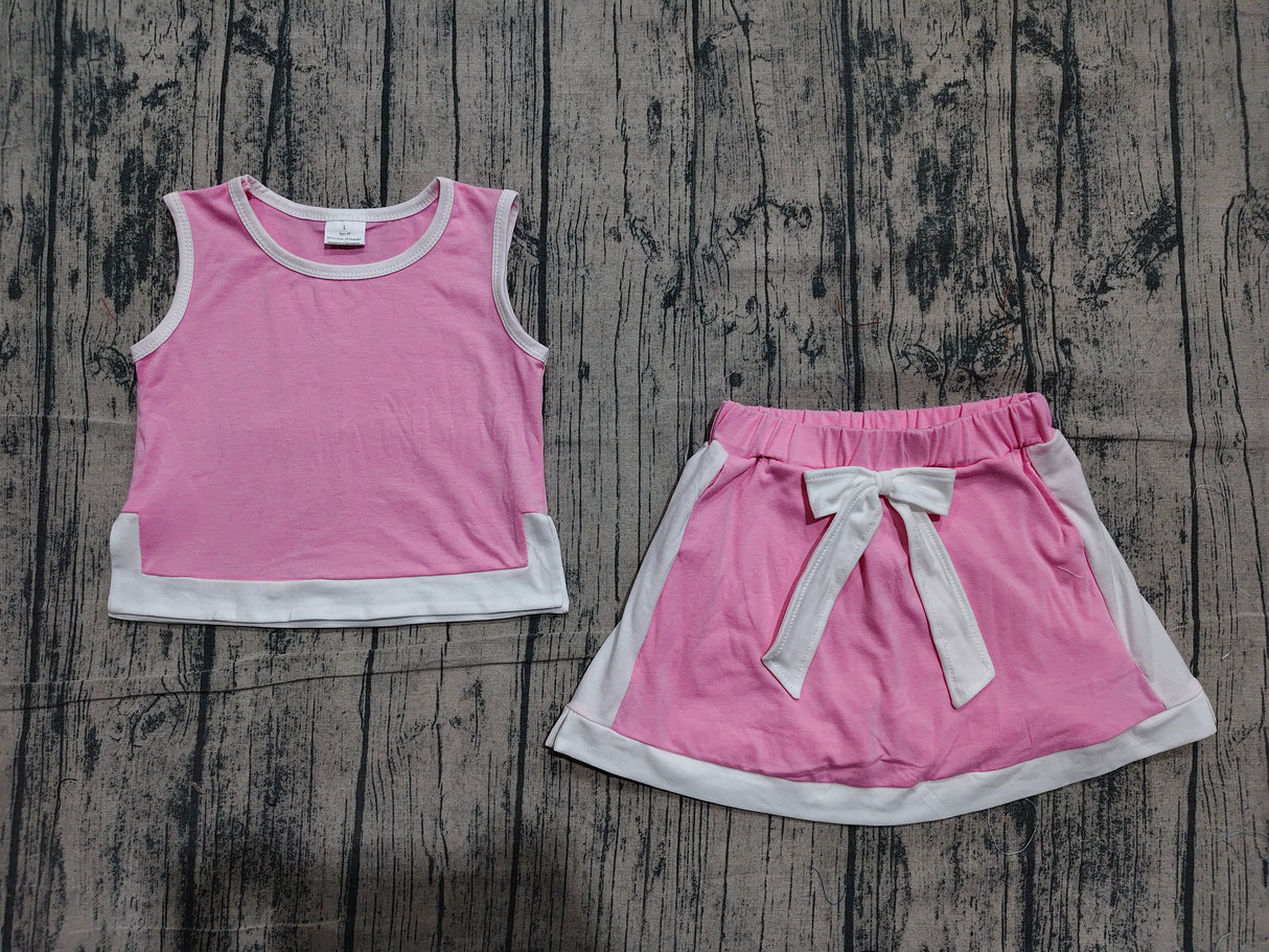 Pink cotton sleeveless top skorts kids girls outfits