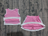 Pink cotton sleeveless top skorts kids girls outfits