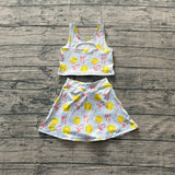 Sleeveless softball bow kids girls summer activewear set