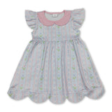 Flutter sleeves floral scallop kids girls dresses