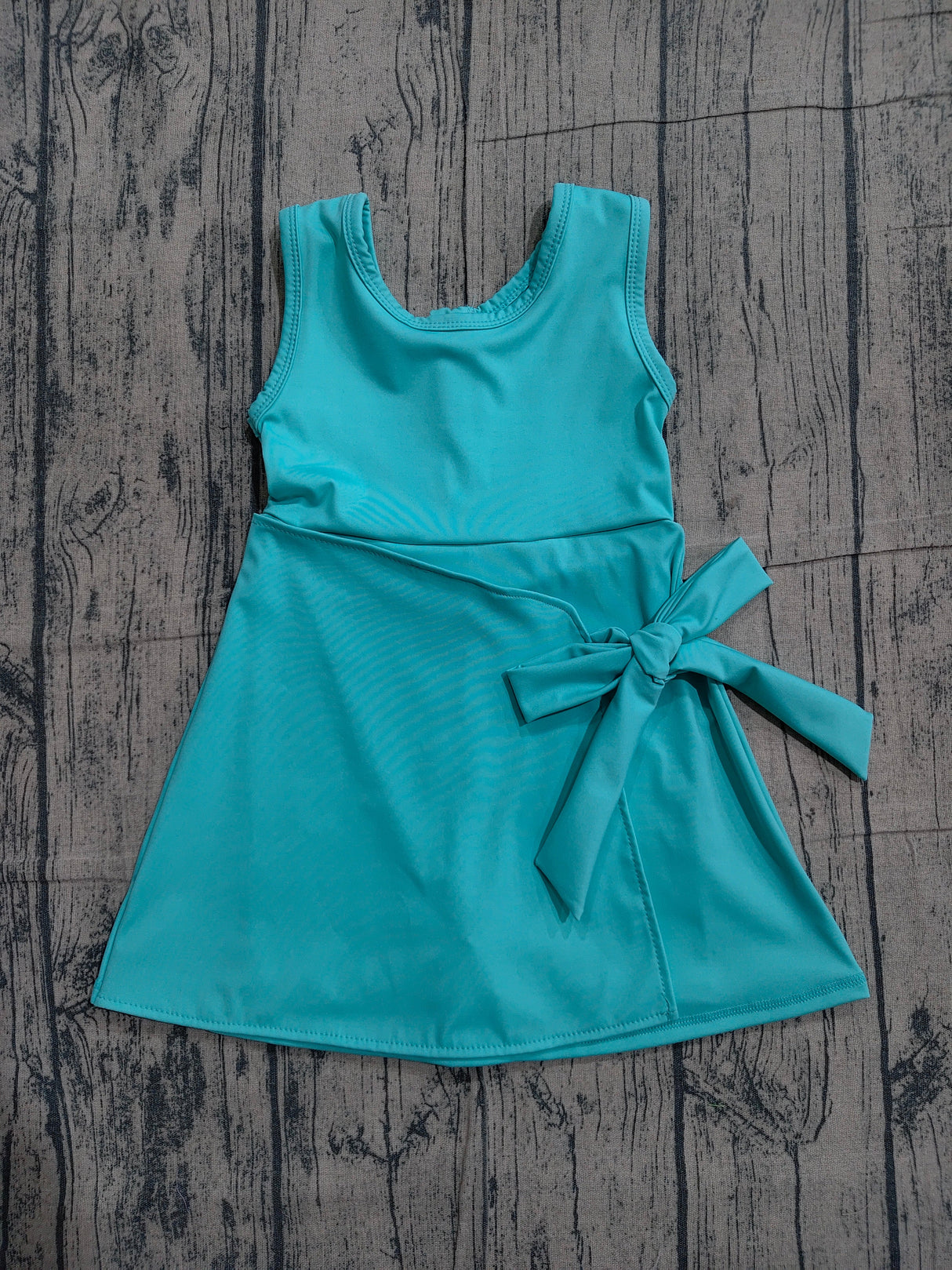 Solid sleeveless bow kids girls athletic dresses