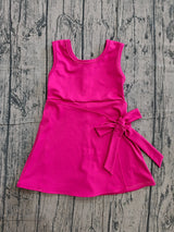 Sleeveless hot pink bow kids girls summer athletic dress