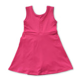 Sleeveless hot pink bow kids girls summer athletic dress
