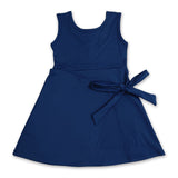 Sleeveless navy kids girls summer athletic dresses