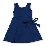 Sleeveless navy kids girls summer athletic dresses