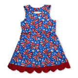 Sleeveless stripe bow stars girls 4th of july athletic dress