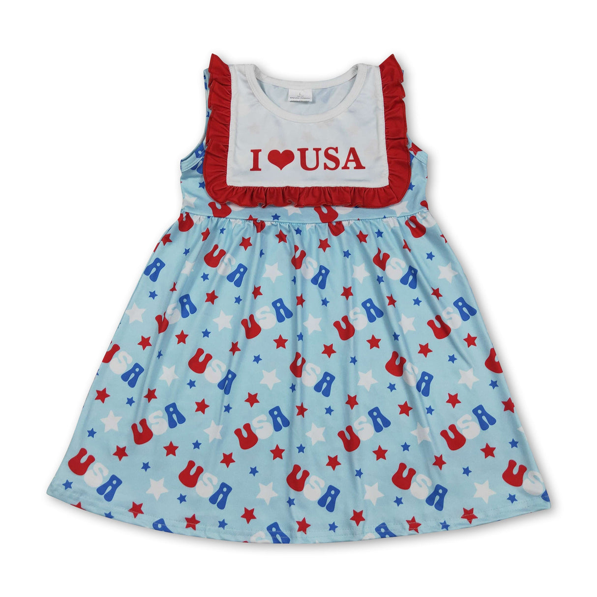 I love USA ruffle stars baby girls 4th of july dress