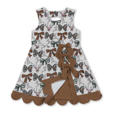 Sleeveless camo bow deer scallop kids girls athletic dress