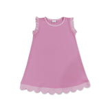 Pink scallop ruffle sleeveless princess girls cotton dress
