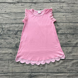 Pink scallop ruffle sleeveless princess girls cotton dress