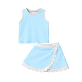 Light blue scallop princess girls summer active wear set
