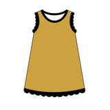 Black scallop ruffle sleeveless girls cotton team dress