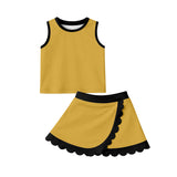 Black scallop girls summer team active wear set