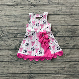 Sleeveless stripe soccer bow kids girls athletic dresses