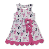 Sleeveless stripe soccer bow kids girls athletic dresses