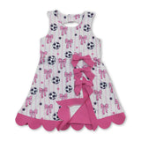 Sleeveless stripe soccer bow kids girls athletic dresses