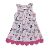 Sleeveless stripe soccer bow kids girls athletic dresses