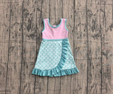 Sleeveless mermaid scale scallop princess girls athletic dress