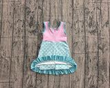Sleeveless mermaid scale scallop princess girls athletic dress