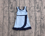Sleeveless blue dog scallop kids girls athletic dress