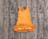 Sleeveless yellow dog scallop kids girls athletic dress