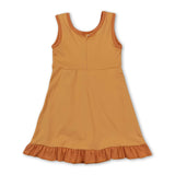 Sleeveless yellow dog scallop kids girls athletic dress