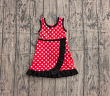 Sleeveless polka dots mouse scallop kids girls athletic dress