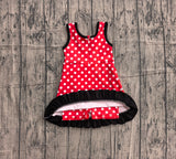 Sleeveless polka dots mouse scallop kids girls athletic dress